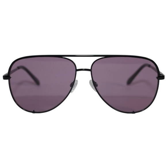 QUAY High Key Sunglasses Black Frame Black Amethyst Lens Aviator Extra Large NWT - Picture 5 of 14